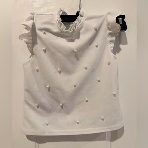 SHEIN White Girls Blouse with Pearl Details